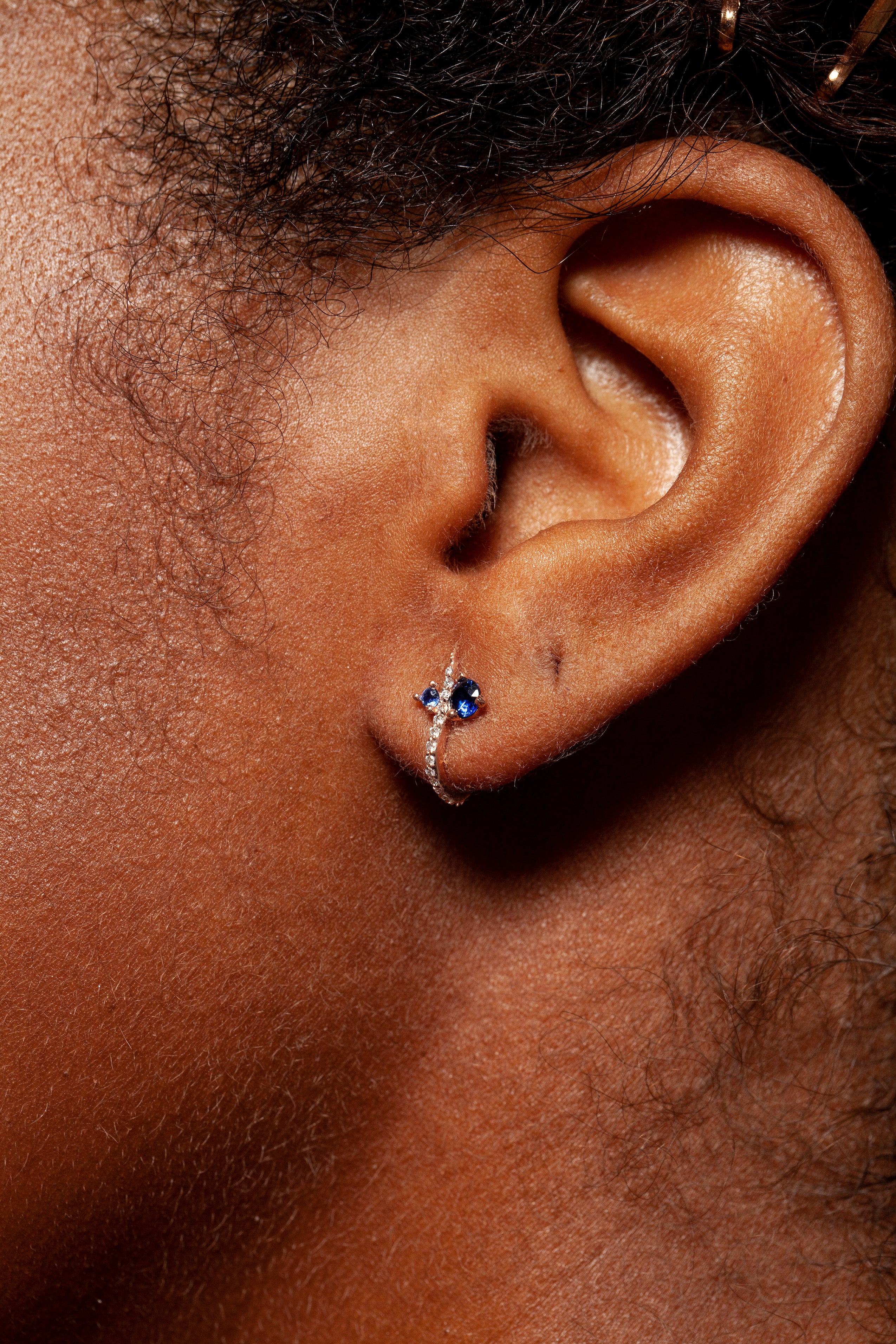 Hooked Pave Studs with Sapphire