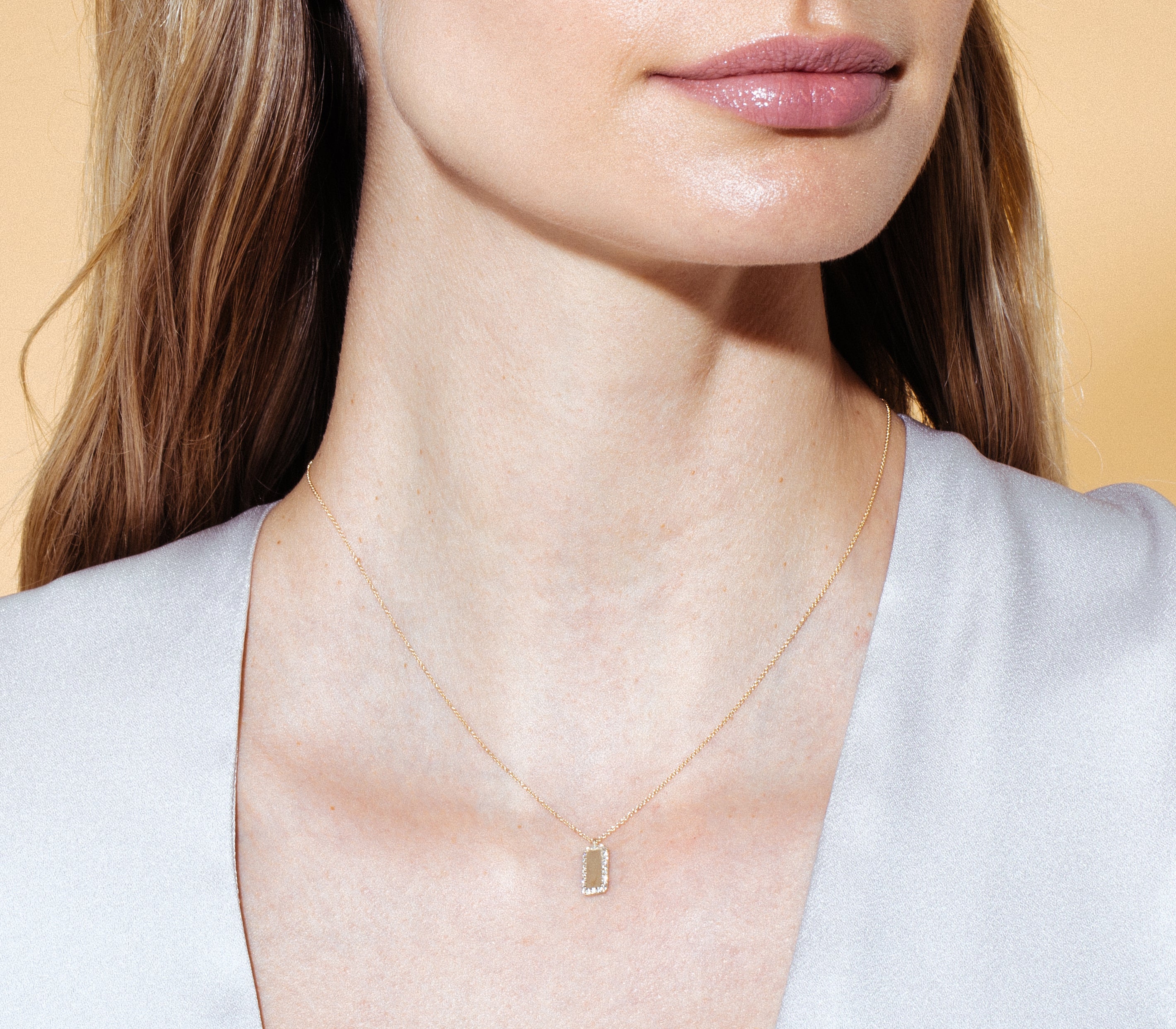 Vertical Diamond Edge Tag Necklace