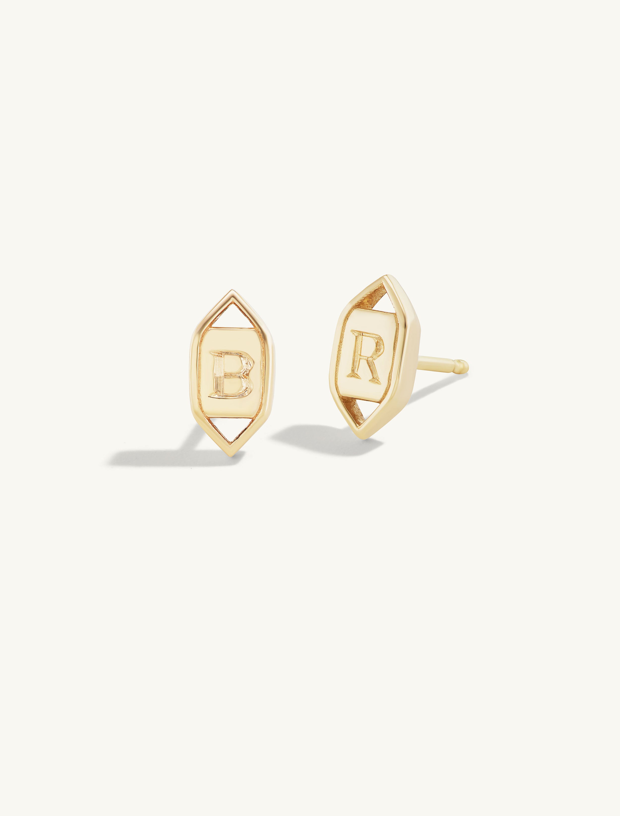 Gold Engraved Shield Studs