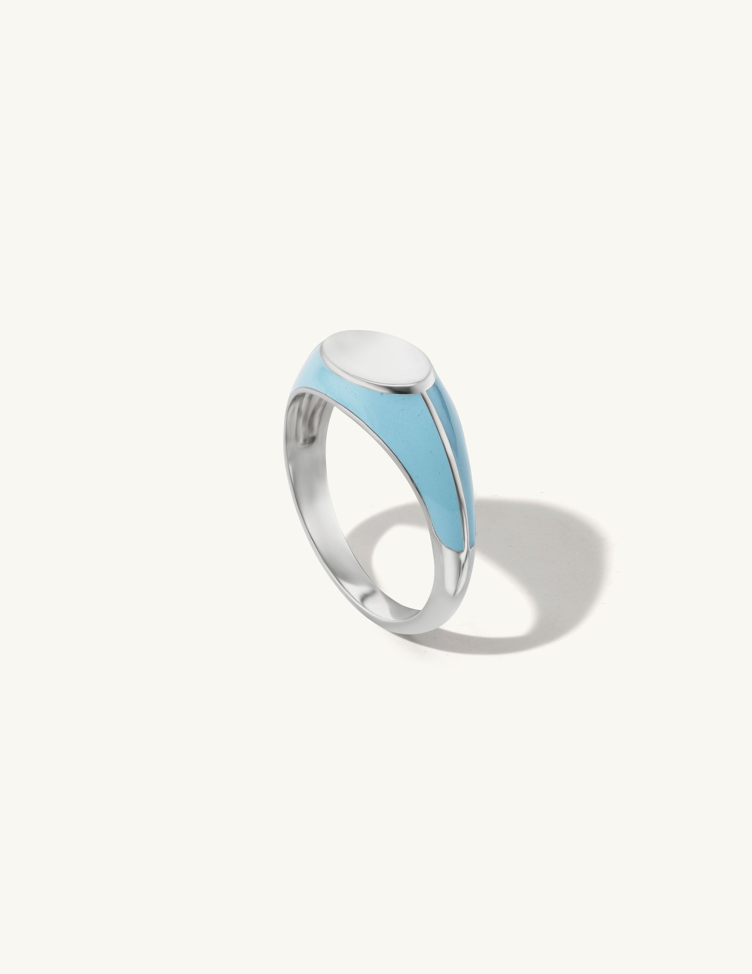 SRJ X Olivia S. Welch Blue Enamel Signet Ring