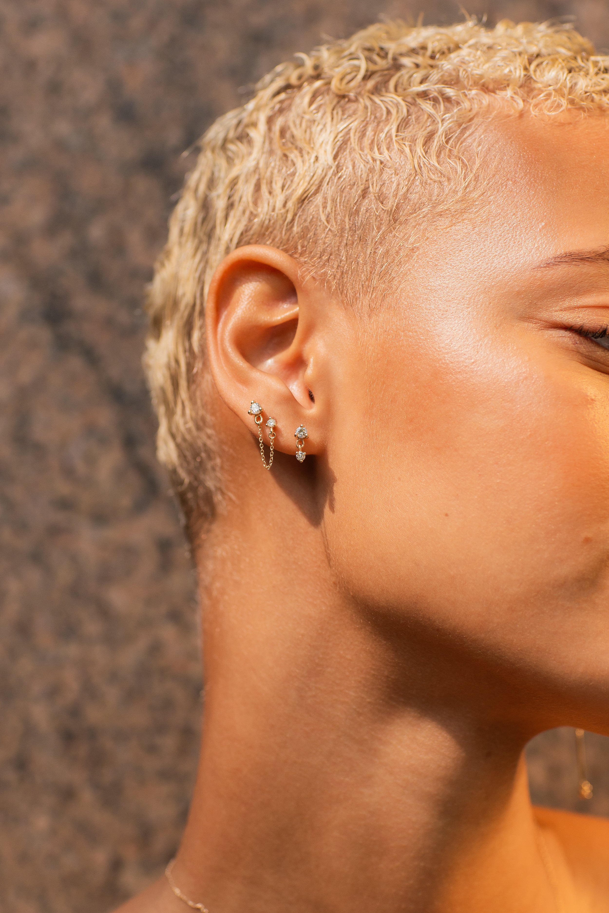 Two-Piercing Diamond Earrings
