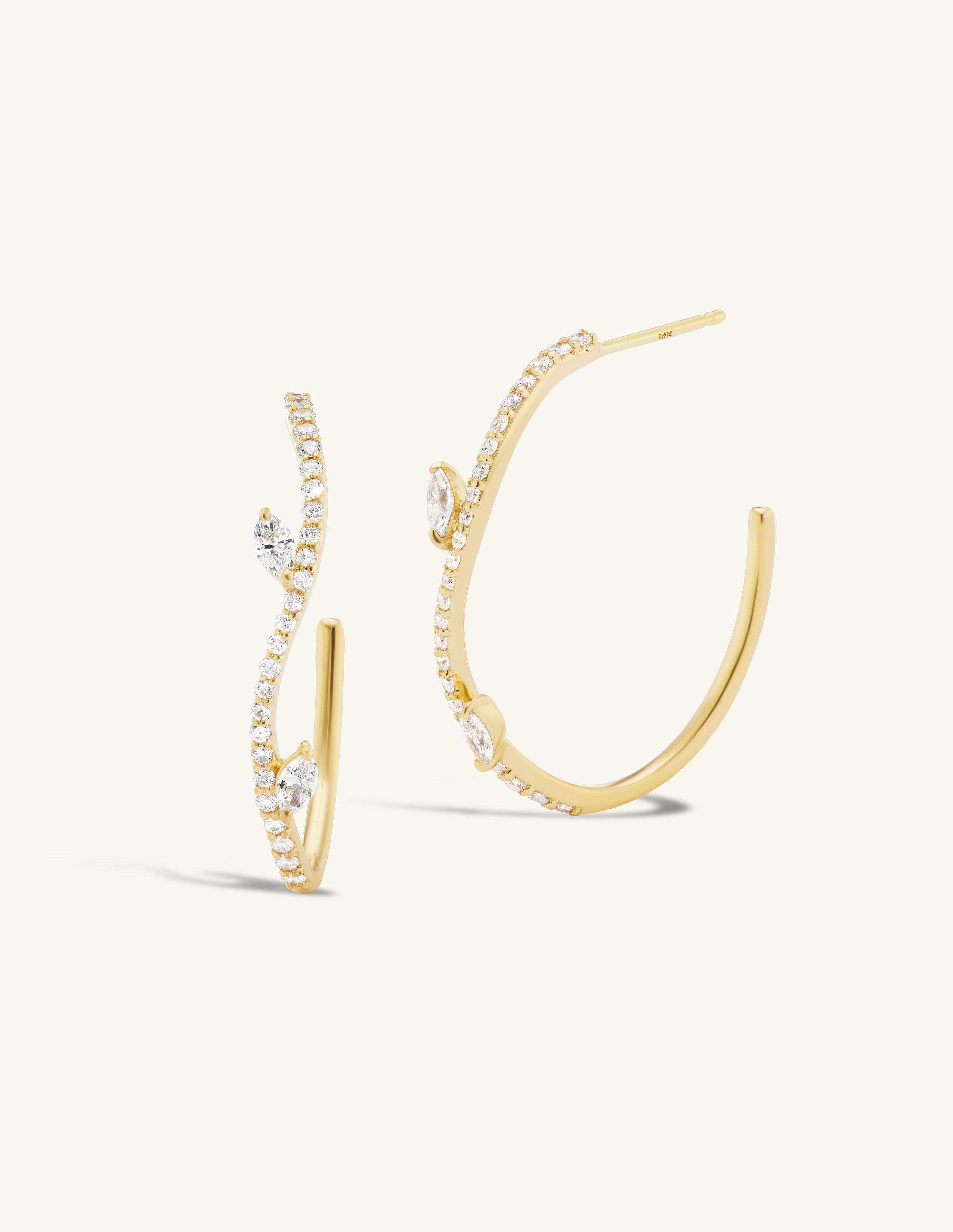 Pave Marquise Sway Hoops