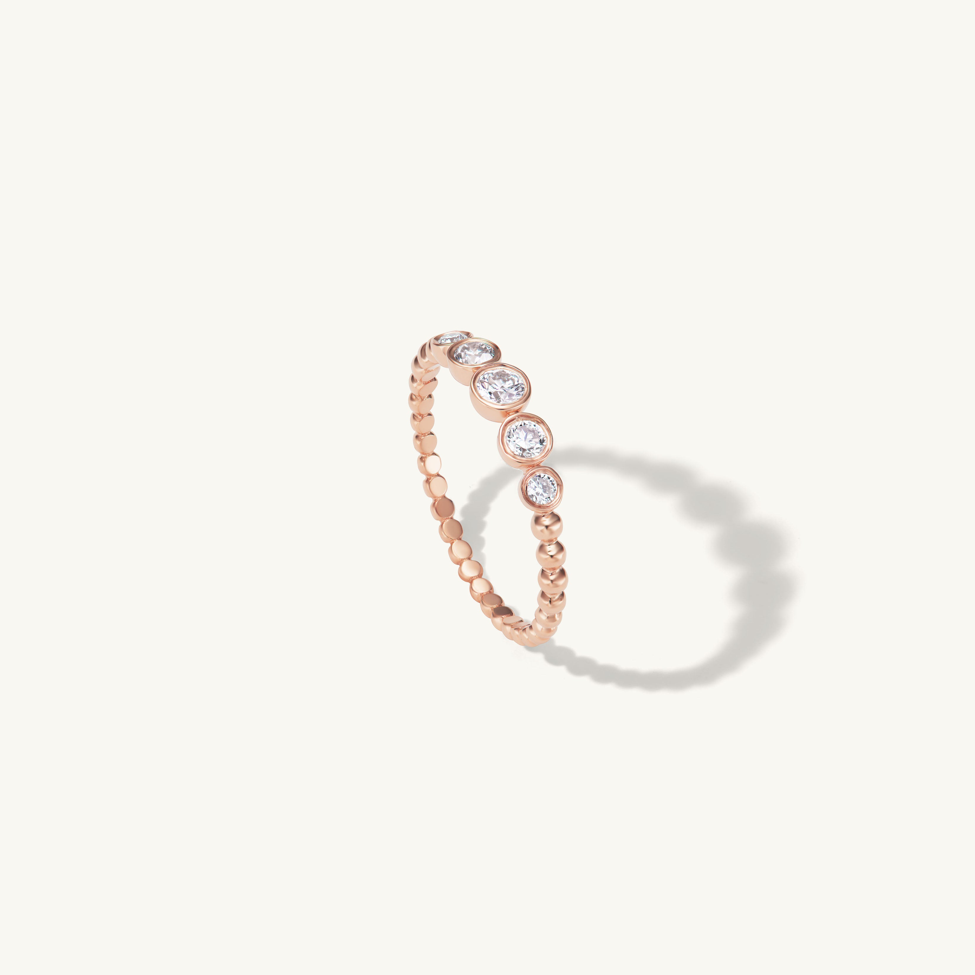 Beaded Five Diamond Ring