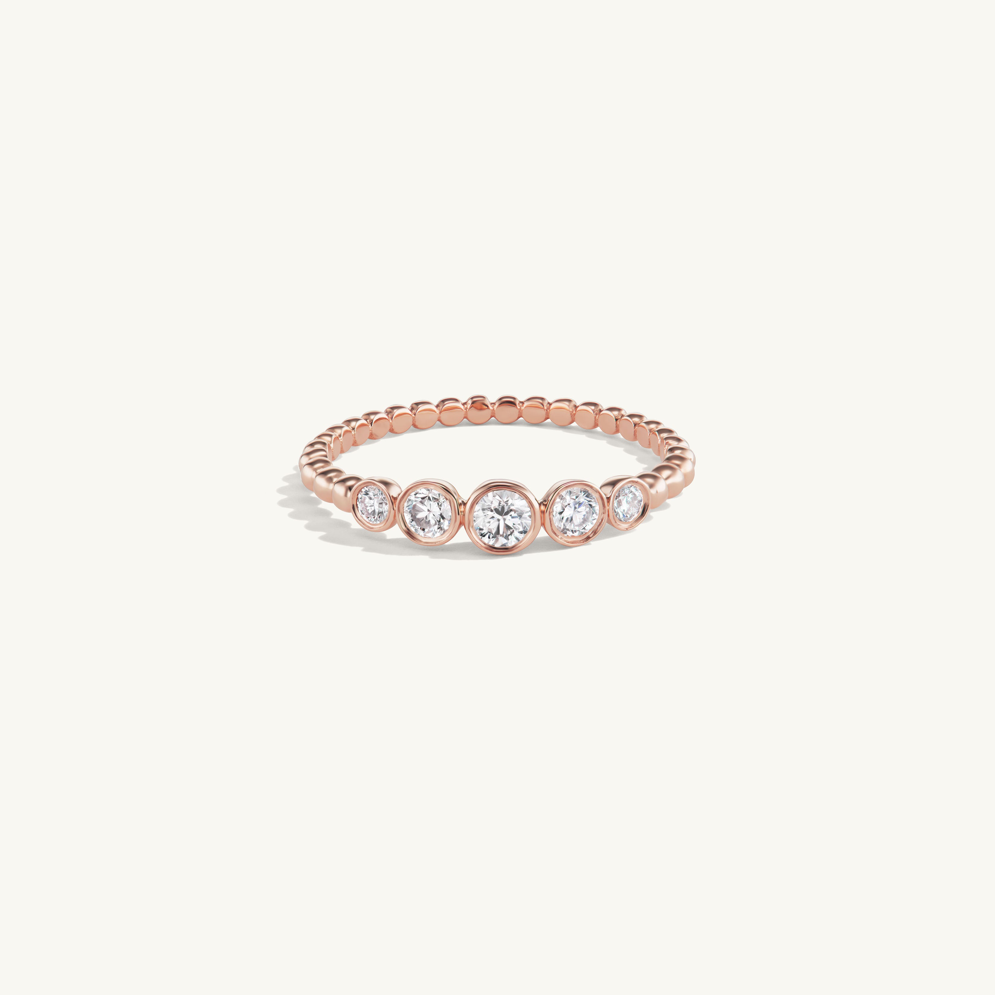 Beaded Five Diamond Ring