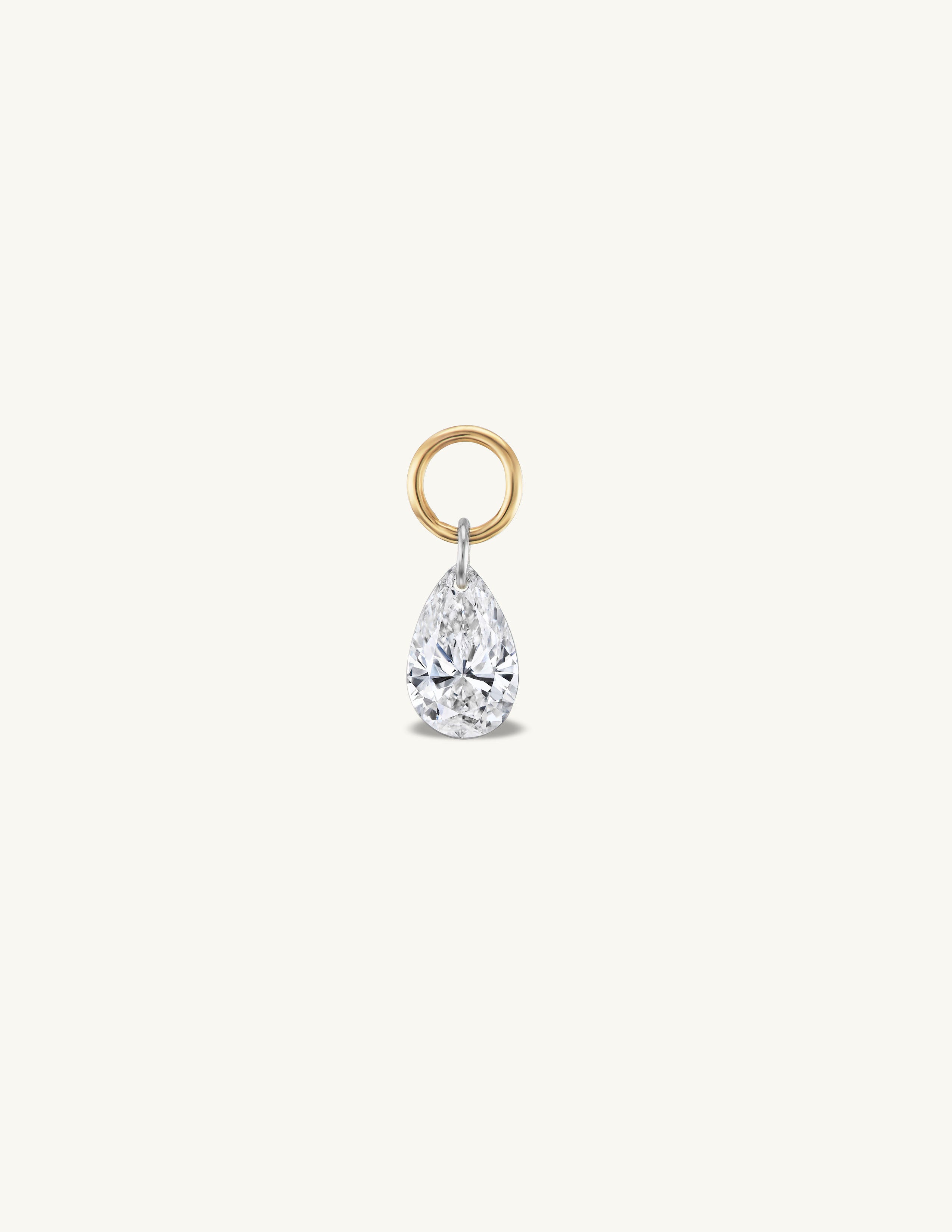 Small Pear Pierced Diamond Charm for Huggies