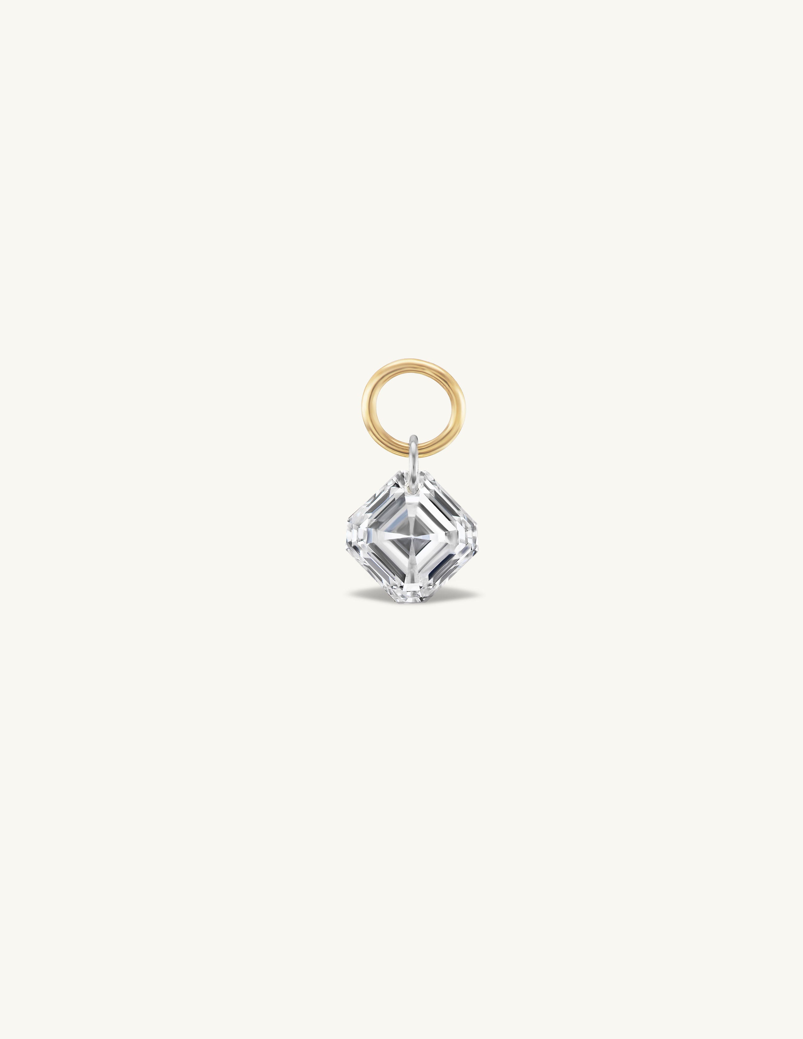 Small Asscher Pierced Diamond Charm for Huggies