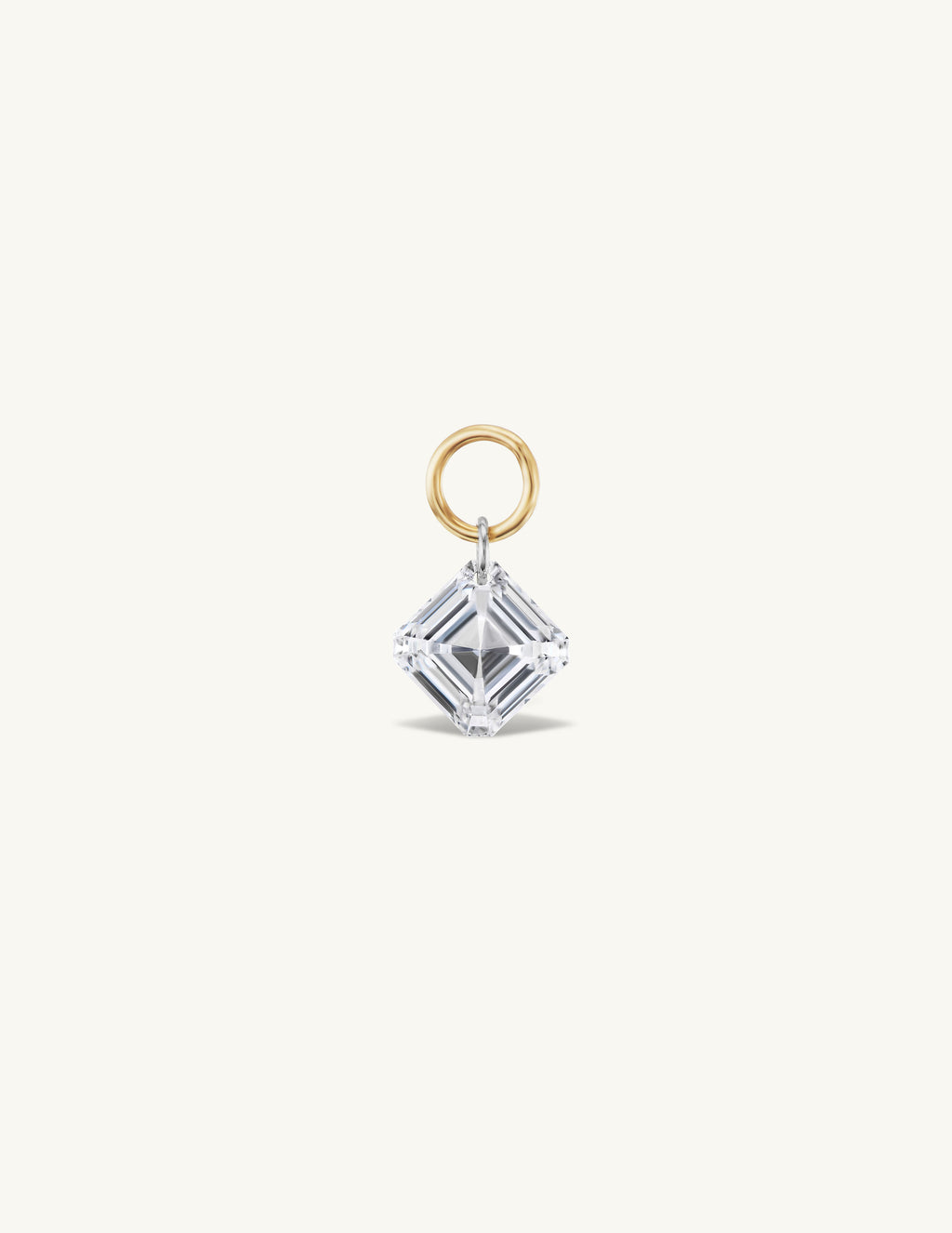 Large Asscher Pierced Diamond Charm Huggies
