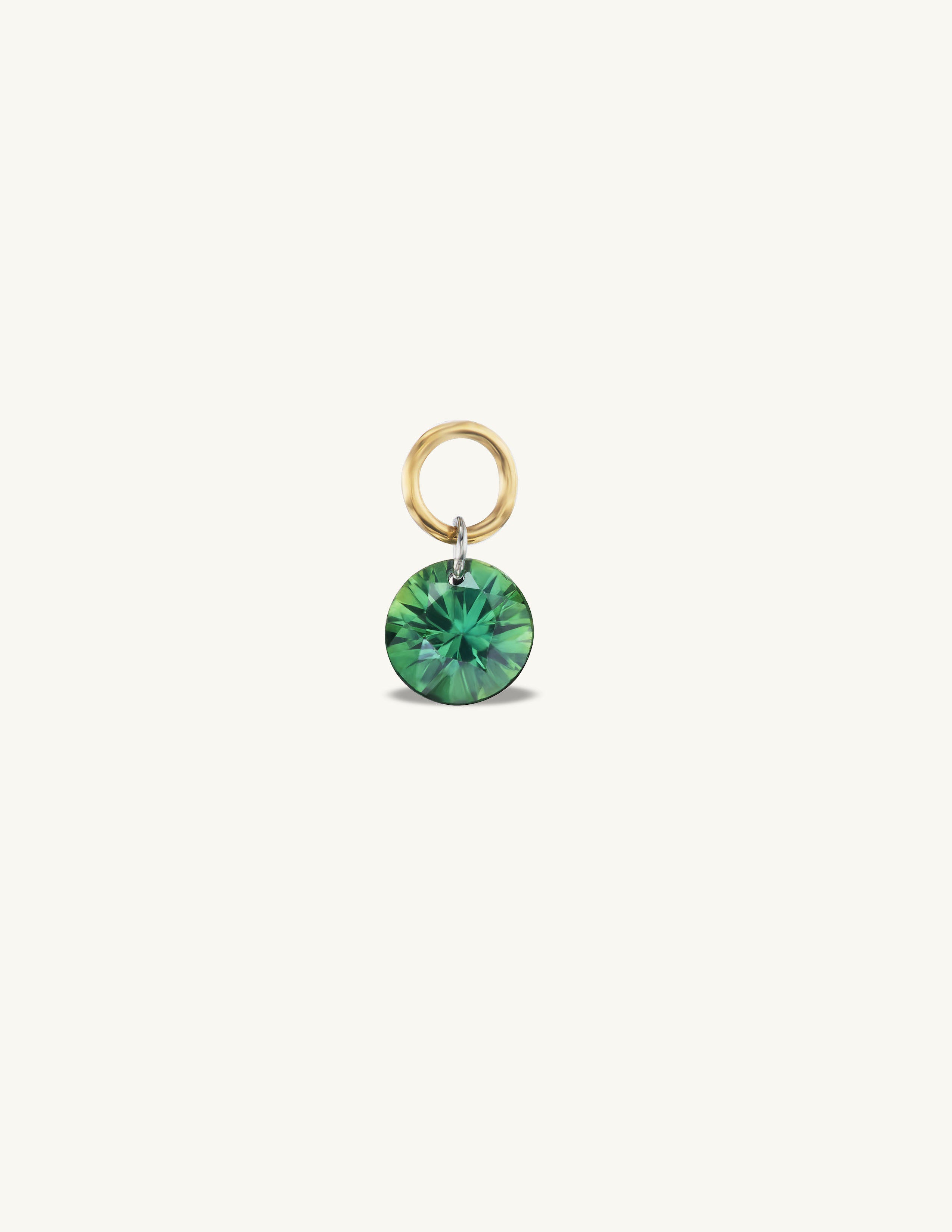 Small Round Pierced Green Sapphire Charm for Huggies
