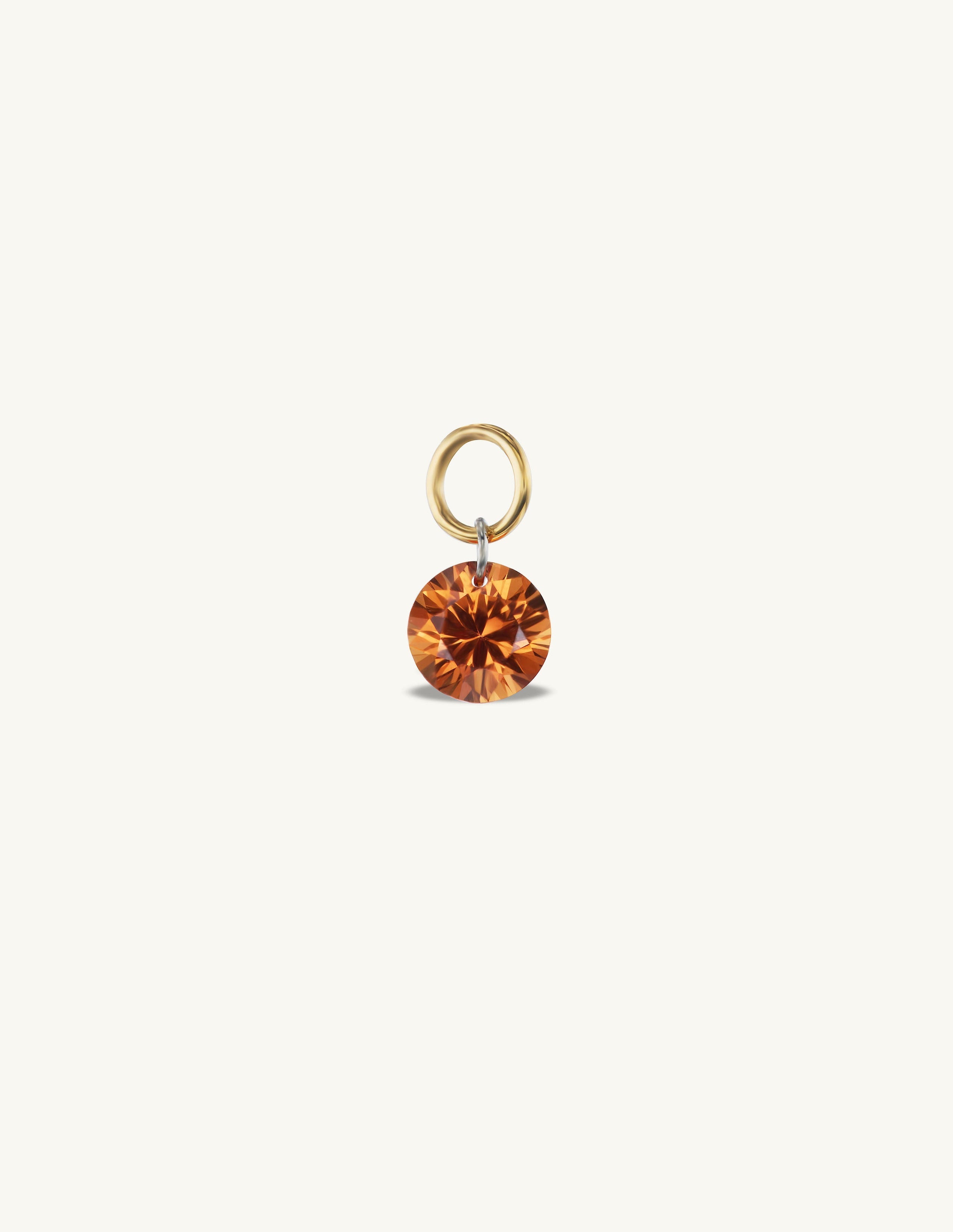 Small Round Pierced Orange Sapphire Charm for Huggies