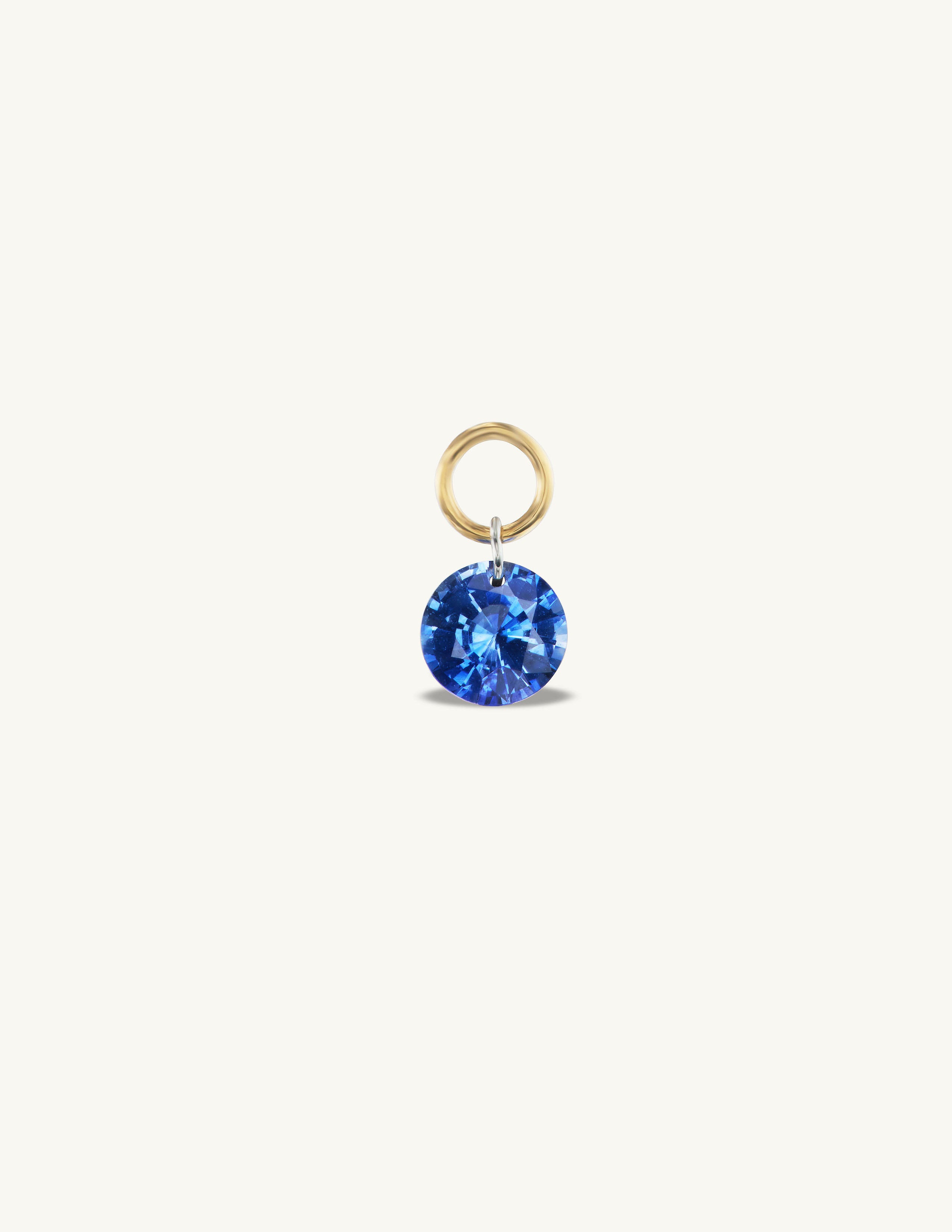 Small Round Pierced Blue Sapphire Charm for Huggies