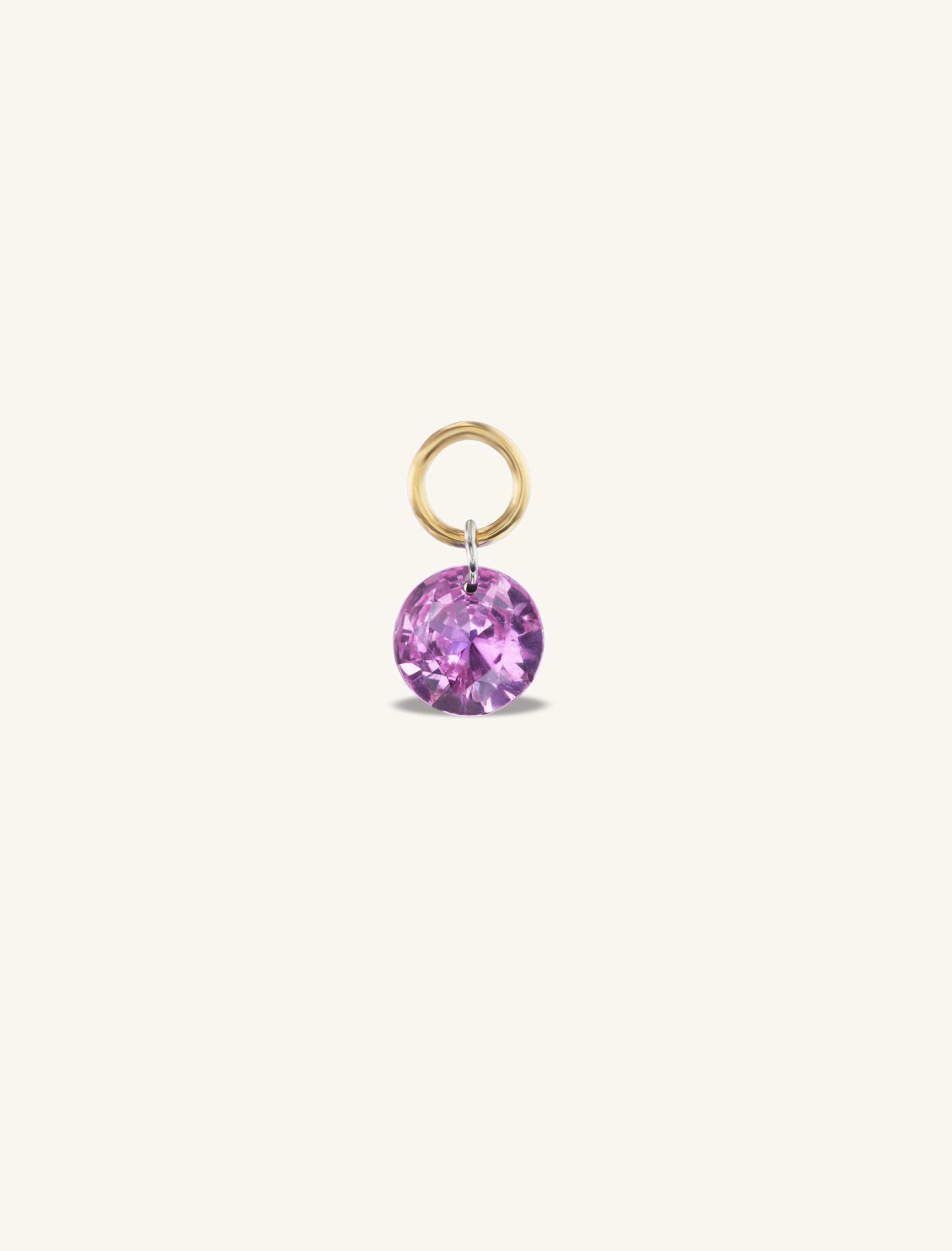 Small Round Pierced Pink Sapphire Charm for Huggies