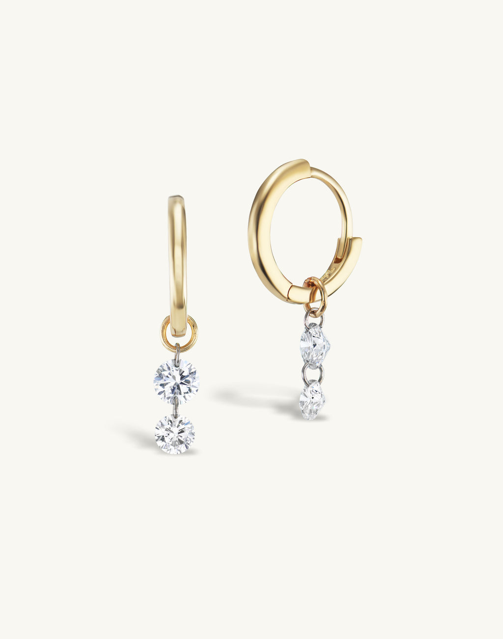 Double Pierced Diamond Huggies