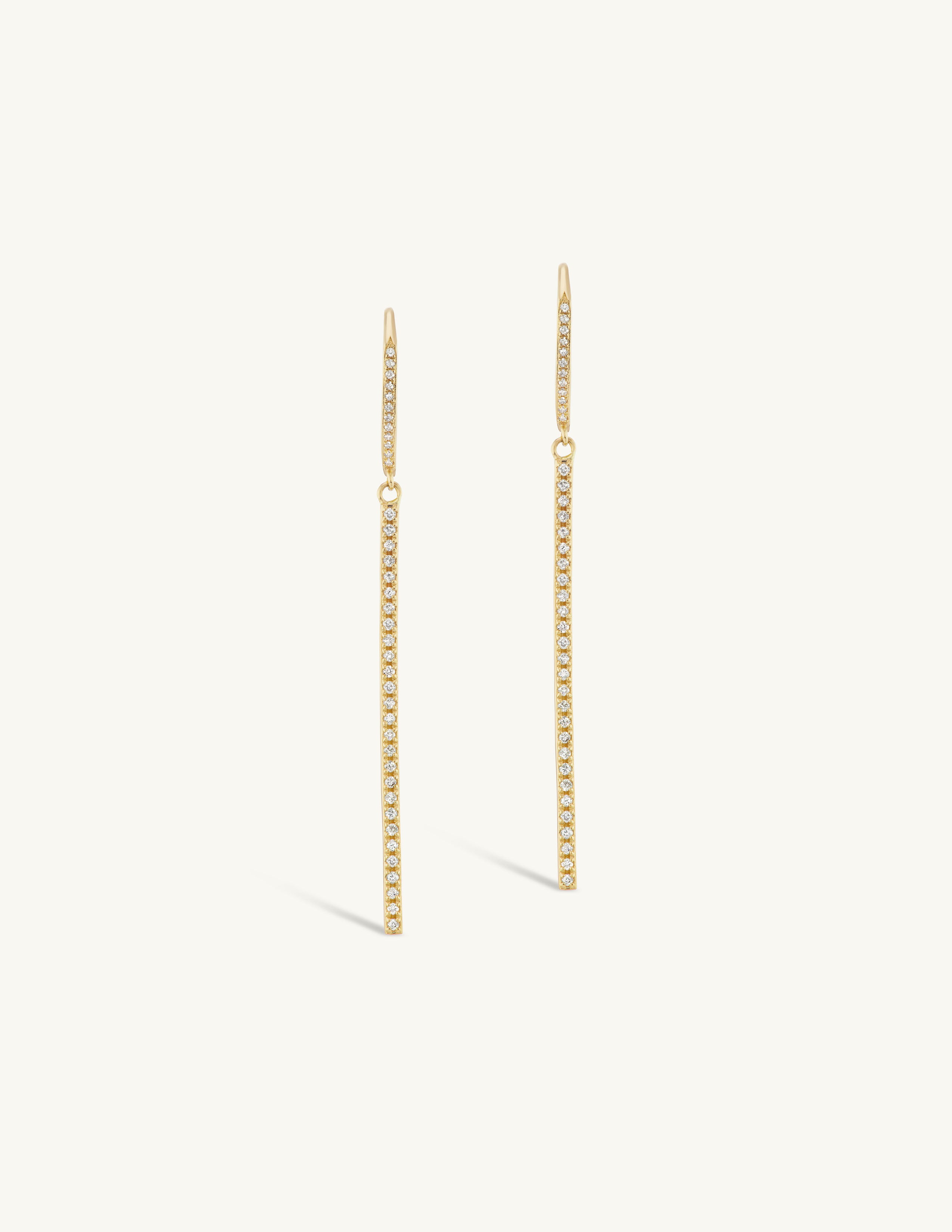 Pave Diamond Bar Earrings