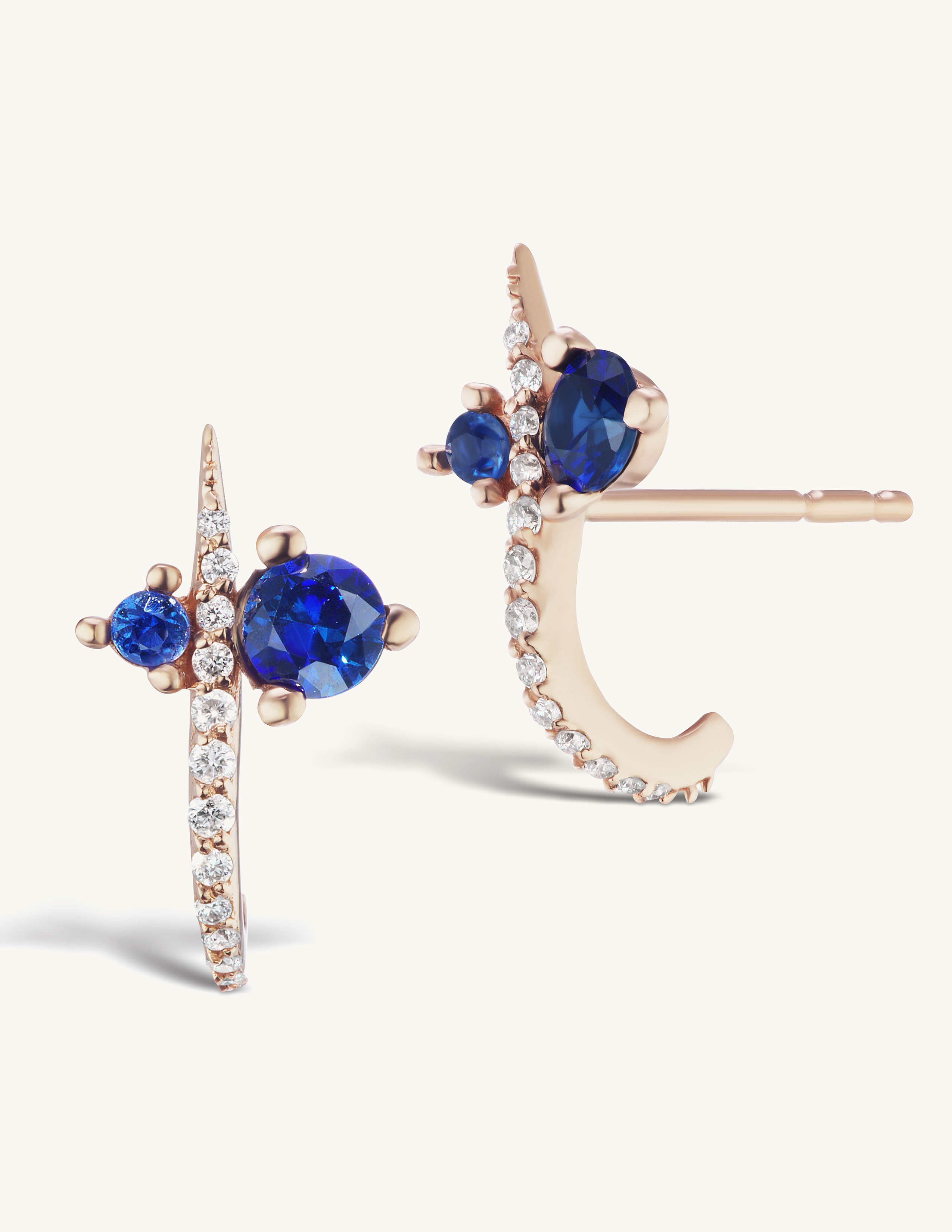Hooked Pave Studs with Sapphire