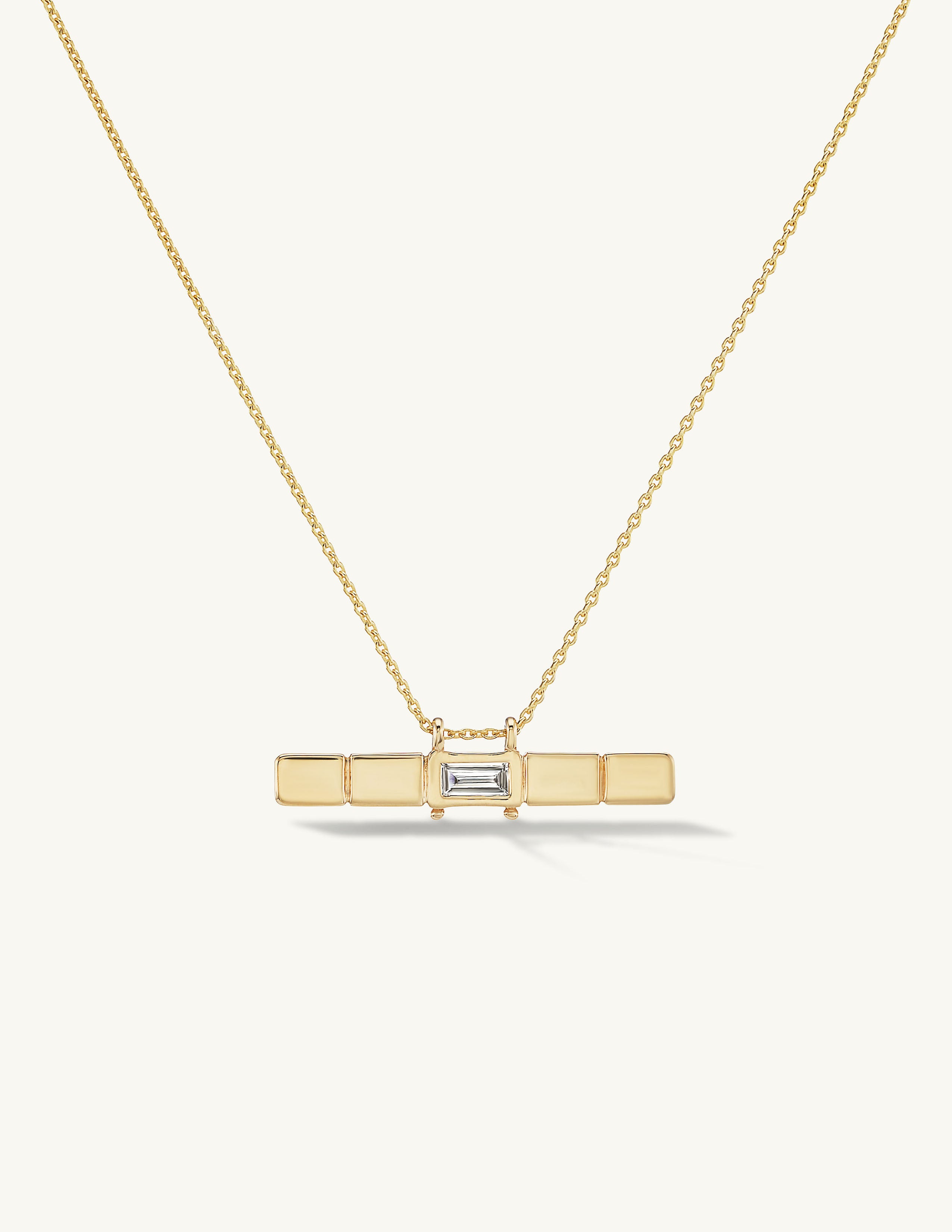 Ridged Diamond Bar Necklace