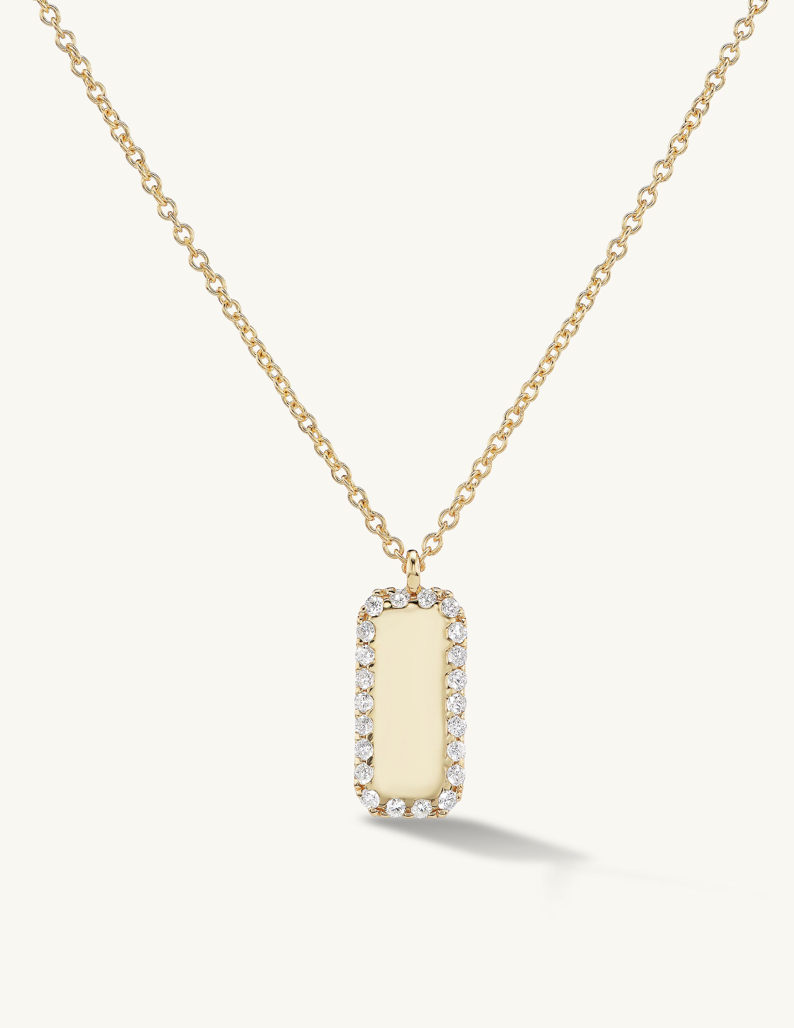 Vertical Diamond Edge Tag Necklace