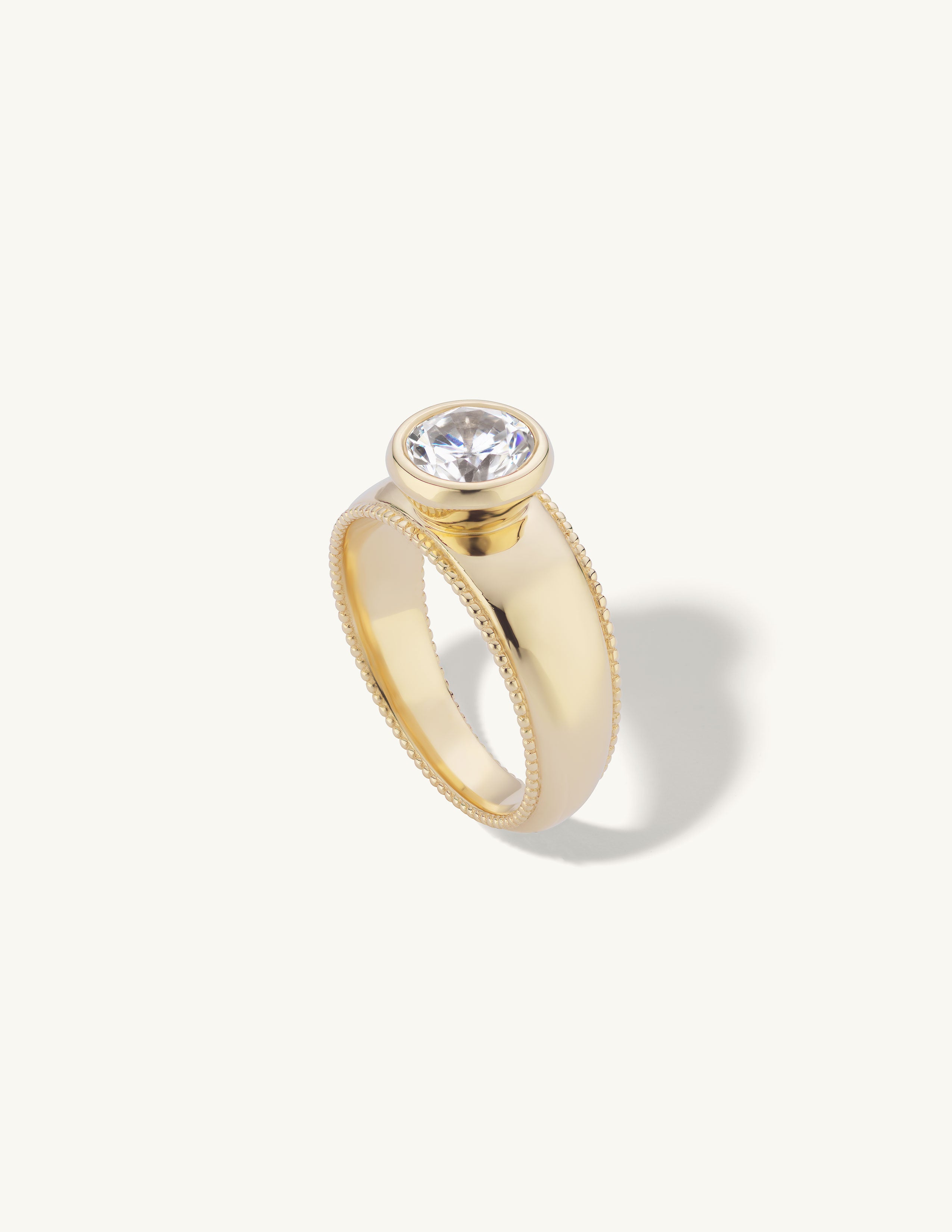 Wide Engagement Ring with Milgrain