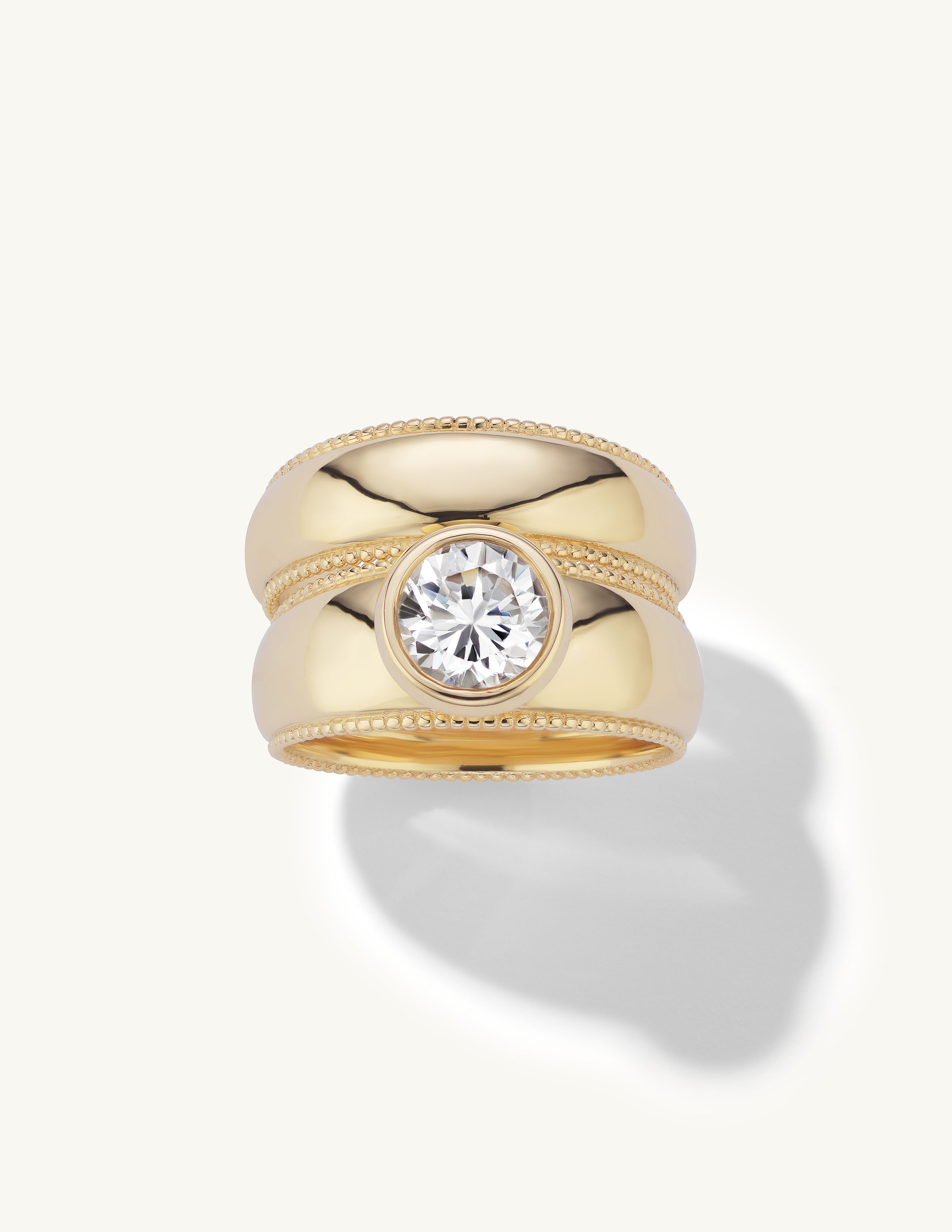 Wide Engagement Ring with Milgrain