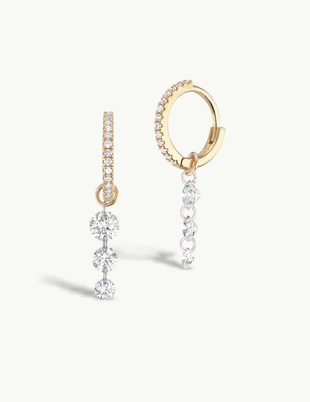Triple Pierced Diamond Pave Huggies