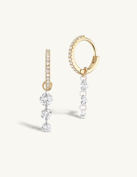 Triple Pierced Diamond Pave Huggies