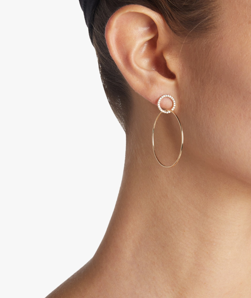 Pave Single Circle Hinge Earrings