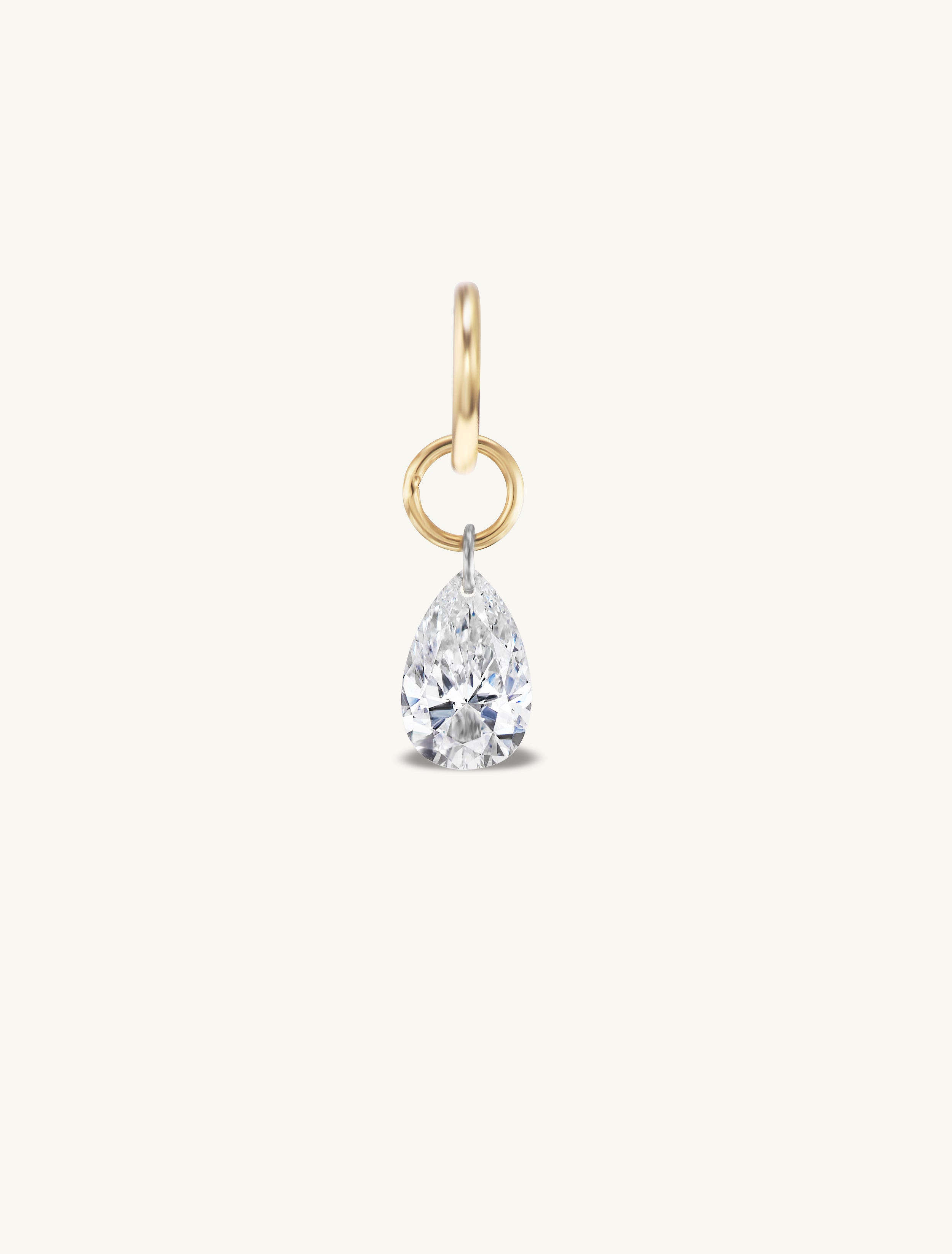 Large Pear Pierced Diamond Charm for Chains