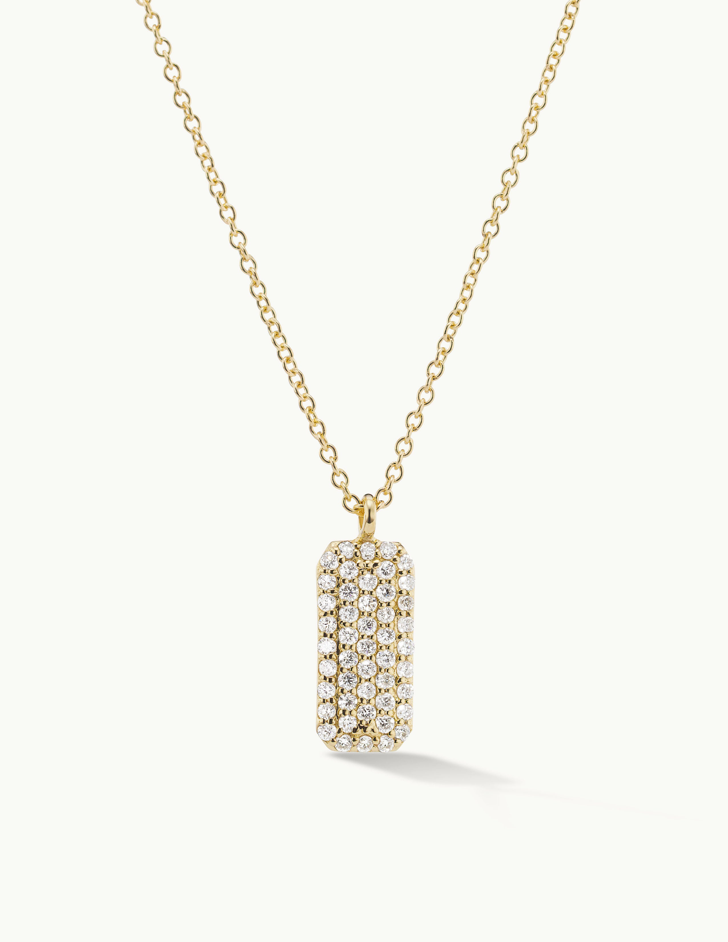 Vertical Diamond Studded Tag Necklace