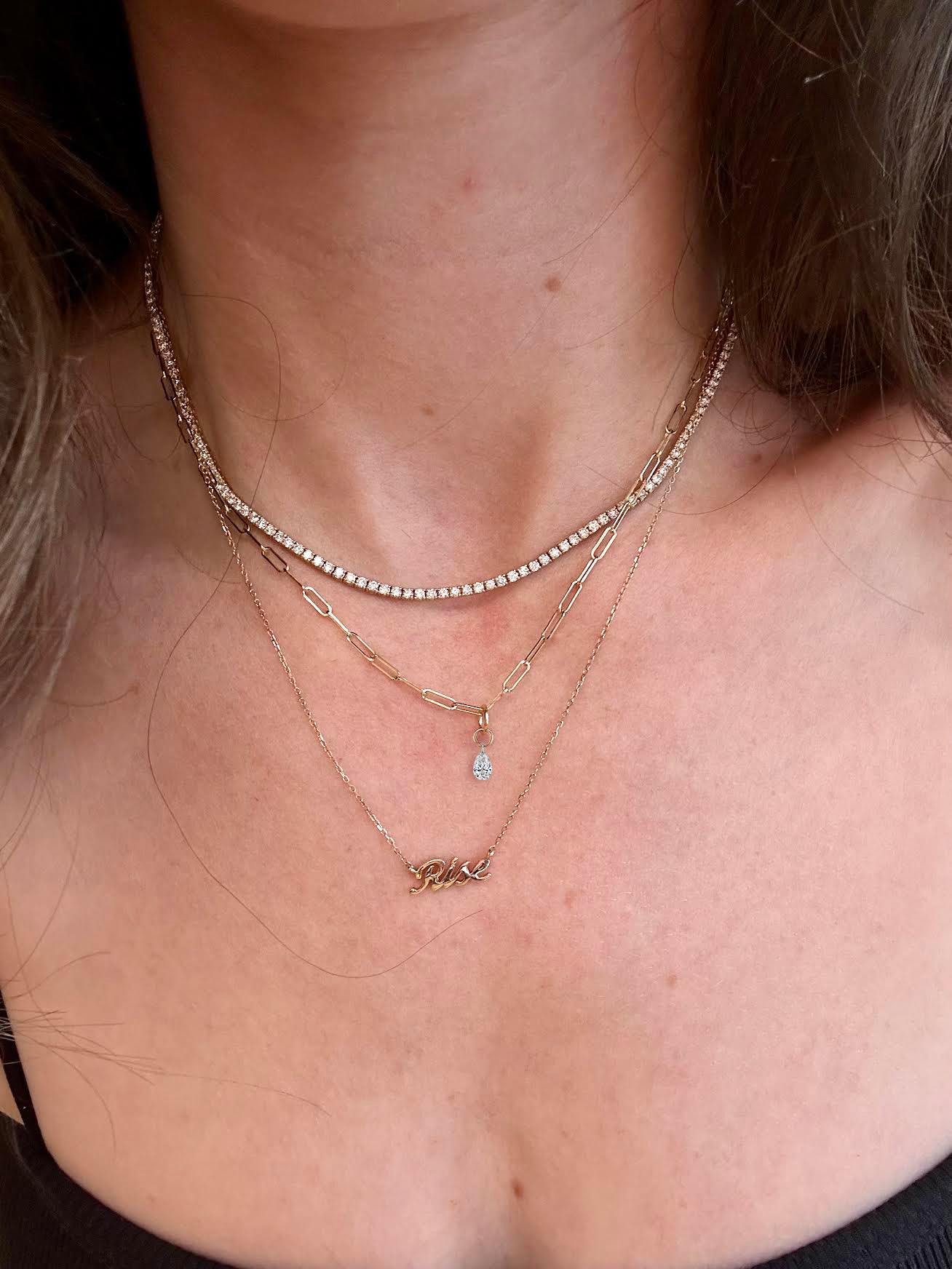 Small Pear Pierced Diamond Charm for Chains